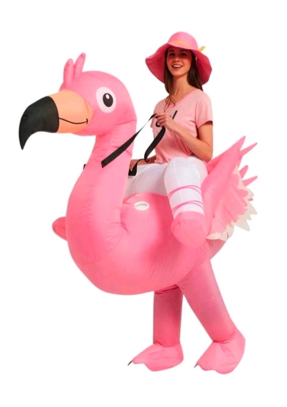 Pink Flamingo Inflatable Ride-on Halloween Costume Adult Rider Cosplay